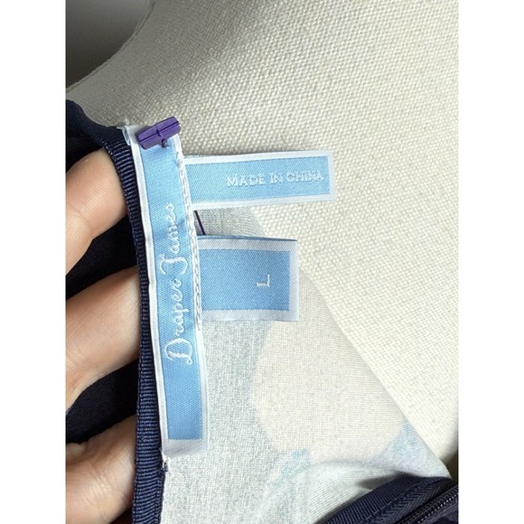 Draper James Navy Magnolia Floral Ponte Bell Sleeve Dress L Easter Reese - Picture 5 of 6